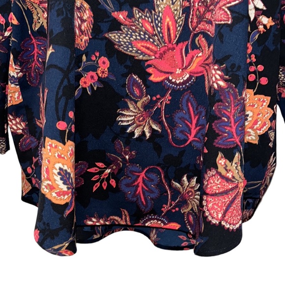 Van Heusen Blue/Orange Floral Top~Blouse~BohoVibes - Picture 4 of 9